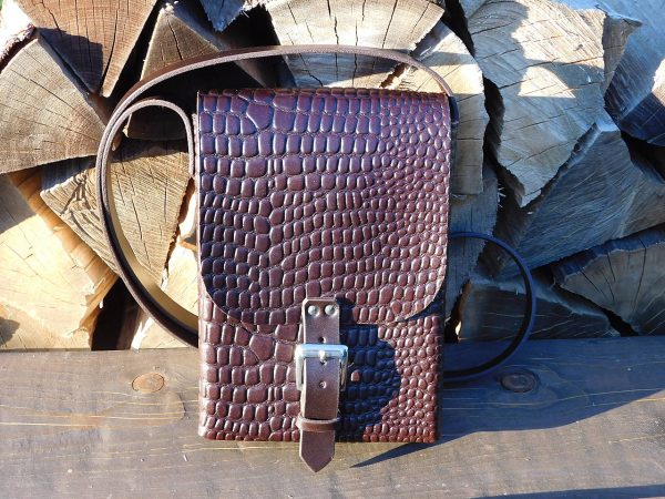 Lederhandtasche - Schoko kroko - Zubehör>Taschen und Brieftaschen